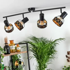 Lampes En Tissu-hofstein Plafonnier Tarasp Noir, 4 lumières