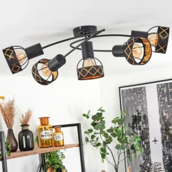 Lampes En Tissu-hofstein Plafonnier Tarasp Noir, 5 lumières