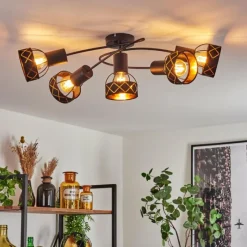 Lampes En Tissu-hofstein Plafonnier Tarasp Noir, 5 lumières