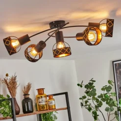 Lampes En Tissu-hofstein Plafonnier Tarasp Noir, 5 lumières