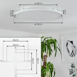 hofstein Plafonnier Telsen LED Blanc, 2 lumières, Télécommandes, Changeur de couleurs