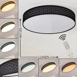 Lampes En Tissu-hofstein Plafonnier Temuka LED Noir, Blanc, 1 lumière, Télécommandes