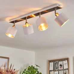 Lampes En Tissu-hofstein Plafonnier Tibro Argenté, Blanc, 4 lumières