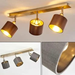 Lampes En Tissu-hofstein Plafonnier Tibro Laiton, Nickel mat, 3 lumières