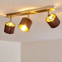 Lampes En Tissu-hofstein Plafonnier Tibro Laiton, Nickel mat, 3 lumières