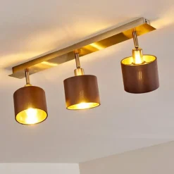 Lampes En Tissu-hofstein Plafonnier Tibro Laiton, Nickel mat, 3 lumières
