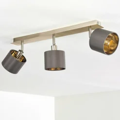 Lampes En Tissu-hofstein Plafonnier Tibro Laiton, Nickel mat, 3 lumières