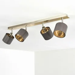 Lampes En Tissu-hofstein Plafonnier Tibro Laiton, Nickel mat, 4 lumières