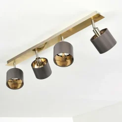 Lampes En Tissu-hofstein Plafonnier Tibro Laiton, Nickel mat, 4 lumières