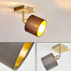 Lampes En Tissu-hofstein Plafonnier Tibro Laiton, Nickel mat, 1 lumière