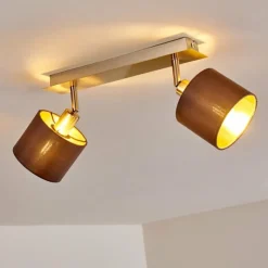 Lampes En Tissu-hofstein Plafonnier Tibro Laiton, Nickel mat, 2 lumières