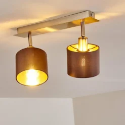 Lampes En Tissu-hofstein Plafonnier Tibro Laiton, Nickel mat, 2 lumières