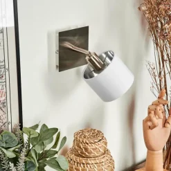 Lampes En Tissu-hofstein Plafonnier Tibro Nickel mat, Blanc, 1 lumière