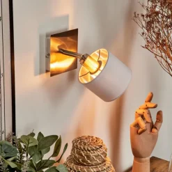 Lampes En Tissu-hofstein Plafonnier Tibro Nickel mat, Blanc, 1 lumière