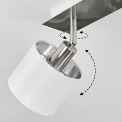 Lampes En Tissu-hofstein Plafonnier Tibro Nickel mat, Blanc, 2 lumières