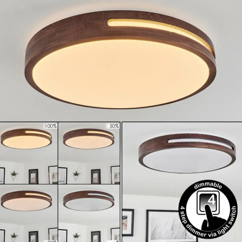 Luminaires Scandinaves-hofstein Plafonnier Tikkala LED Bois foncé, Blanc, 1 lumière