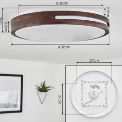 Luminaires Scandinaves-hofstein Plafonnier Tikkala LED Bois foncé, Blanc, 1 lumière