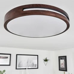 Luminaires Scandinaves-hofstein Plafonnier Tikkala LED Bois foncé, Blanc, 1 lumière