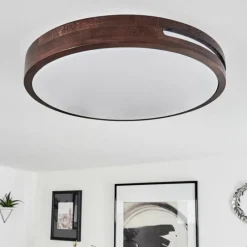 Luminaires Scandinaves-hofstein Plafonnier Tikkala LED Bois foncé, Blanc, 1 lumière