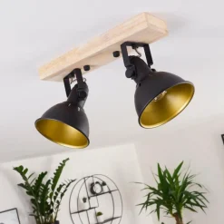 Lampes Dorées-hofstein Plafonnier Tina Bois foncé, Noir, 2 lumières