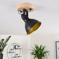 Lampes Dorées-hofstein Plafonnier Tina Bois foncé, Noir, 1 lumière