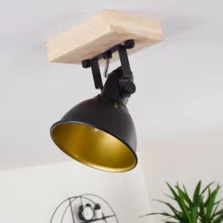 Lampes Dorées-hofstein Plafonnier Tina Bois foncé, Noir, 1 lumière