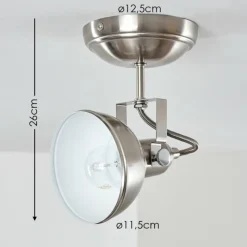 Lampes Industrielles-hofstein Plafonnier Tina Nickel mat, 1 lumière