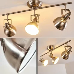 Lampes Industrielles-hofstein Plafonnier Tina Nickel mat, 3 lumières