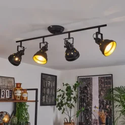 Lampes Dorées-hofstein Plafonnier Tita Noir, 4 lumières