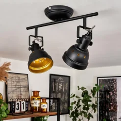 Lampes Dorées-hofstein Plafonnier Tita Noir, 2 lumières