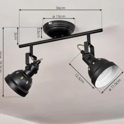Lampes Industrielles-hofstein Plafonnier Tita Noir, 2 lumières