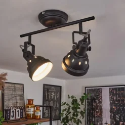 Lampes Industrielles-hofstein Plafonnier Tita Noir, 2 lumières