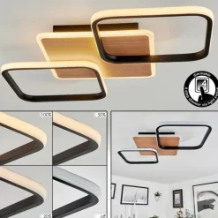 Luminaires Scandinaves-hofstein Plafonnier Tiutiella LED Brun, Couleur bois, Noir, 1 lumière