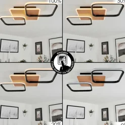 Luminaires Scandinaves-hofstein Plafonnier Tiutiella LED Brun, Couleur bois, Noir, 1 lumière