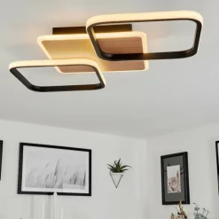 Luminaires Scandinaves-hofstein Plafonnier Tiutiella LED Brun, Couleur bois, Noir, 1 lumière