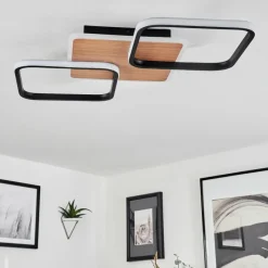 Luminaires Scandinaves-hofstein Plafonnier Tiutiella LED Brun, Couleur bois, Noir, 1 lumière