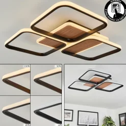 Luminaires Scandinaves-hofstein Plafonnier Tiutiella LED Brun, Couleur bois, Noir, 1 lumière