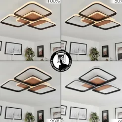 Luminaires Scandinaves-hofstein Plafonnier Tiutiella LED Brun, Couleur bois, Noir, 1 lumière