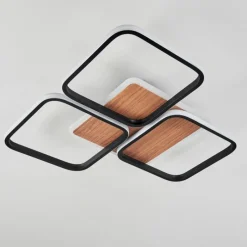 Luminaires Scandinaves-hofstein Plafonnier Tiutiella LED Brun, Couleur bois, Noir, 1 lumière