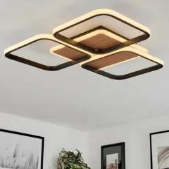 Luminaires Scandinaves-hofstein Plafonnier Tiutiella LED Brun, Couleur bois, Noir, 1 lumière