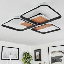 Luminaires Scandinaves-hofstein Plafonnier Tiutiella LED Brun, Couleur bois, Noir, 1 lumière