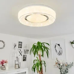 hofstein Plafonnier Tobosy LED Blanc, 1 lumière, Télécommandes