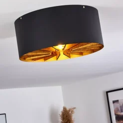 Lampes Industrielles-hofstein Plafonnier Togo Laiton, Noir, 1 lumière