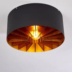 Lampes Industrielles-hofstein Plafonnier Togo Laiton, Noir, 1 lumière