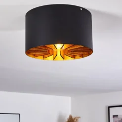 Lampes Industrielles-hofstein Plafonnier Togo Laiton, Noir, 1 lumière