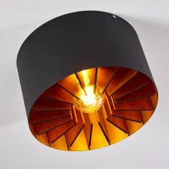 Lampes Industrielles-hofstein Plafonnier Togo Laiton, Noir, 1 lumière