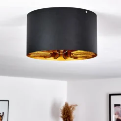 Lampes Industrielles-hofstein Plafonnier Togo Laiton, Noir, 1 lumière