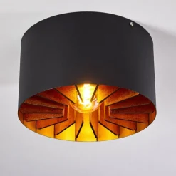 Lampes Industrielles-hofstein Plafonnier Togo Laiton, Noir, 1 lumière