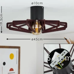 Lampes Vintages & Rétros-hofstein Plafonnier Togo Noir, 1 lumière