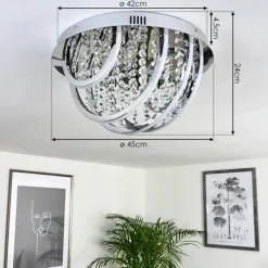 hofstein Plafonnier Toirano LED Chrome, Scintillant, Argenté, Blanc, 2 lumières, Télécommandes, Changeur de couleurs